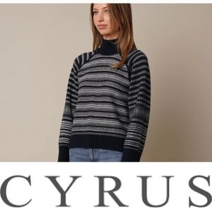 Cyrus Women's Tan and Gray Striped Sweater